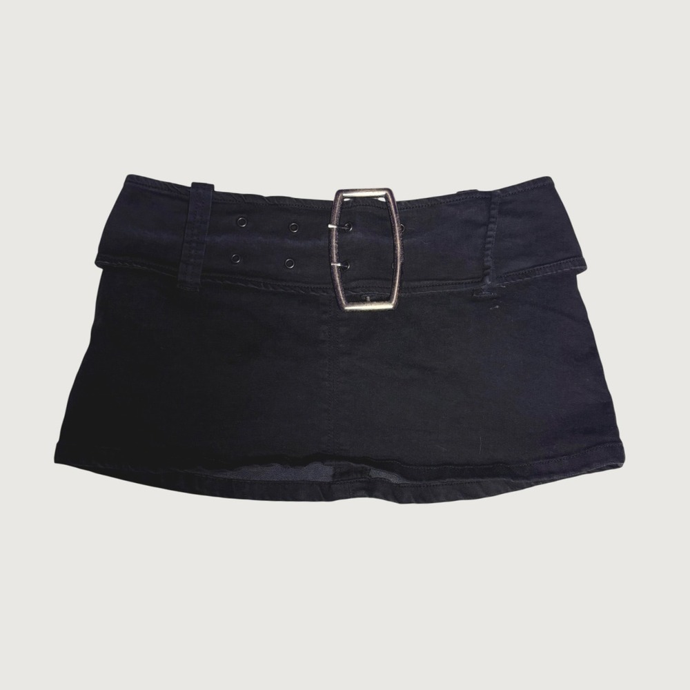 Y2K Silence + Noise Scene Black Belted Micro Mini Skirt Low Rise Micro #16